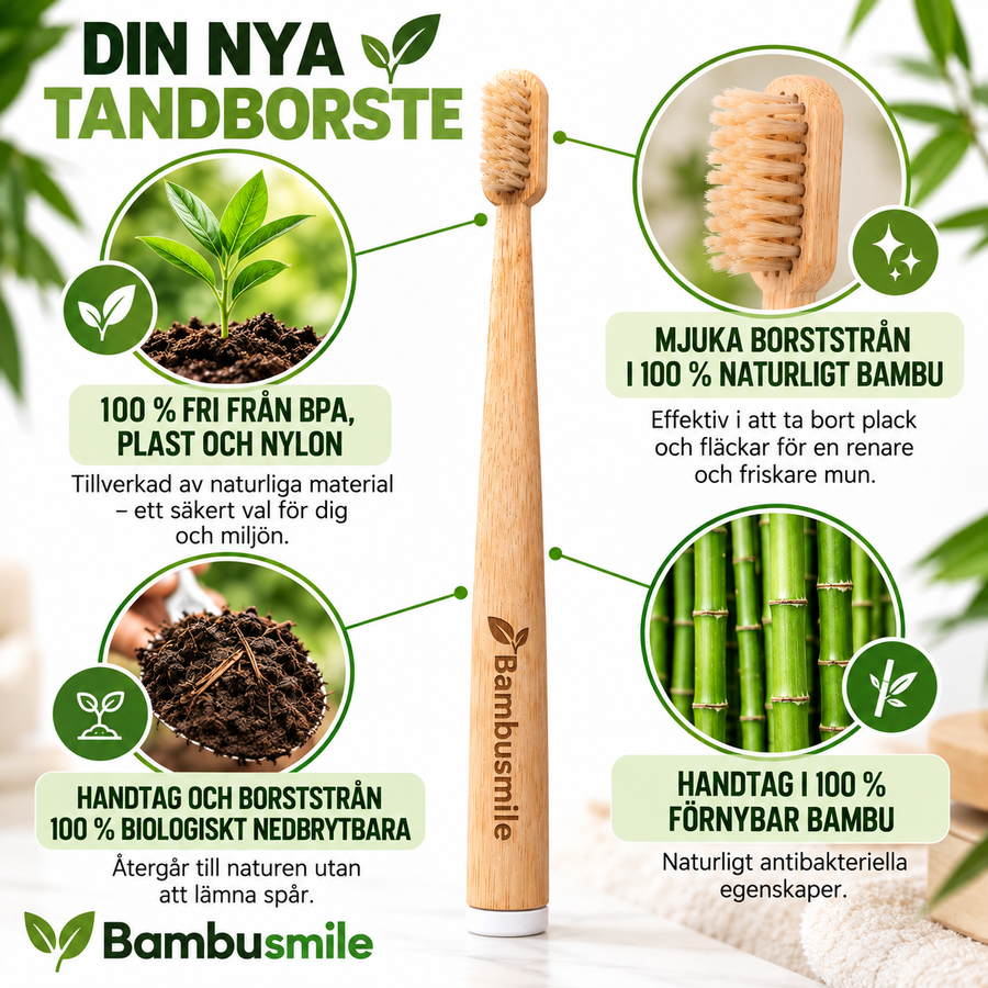 Bambusmile Naturlig Tandborste (4-pack)