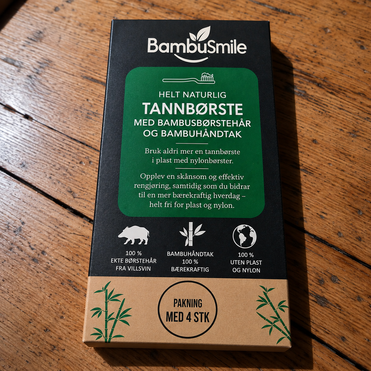 Bambusmile Naturlig Tannbørste (4-pakning)