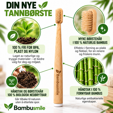 Bambusmile Naturlig Tannbørste (4-pakning)