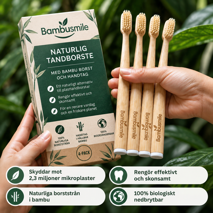 Bambusmile Naturlig Tandborste (4-pack)
