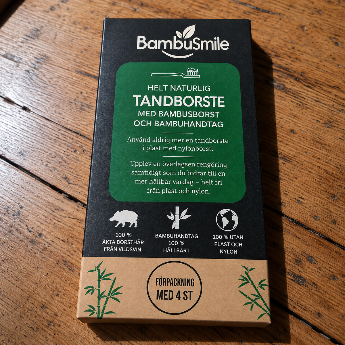 Bambusmile Naturlig Tandborste (4-pack)