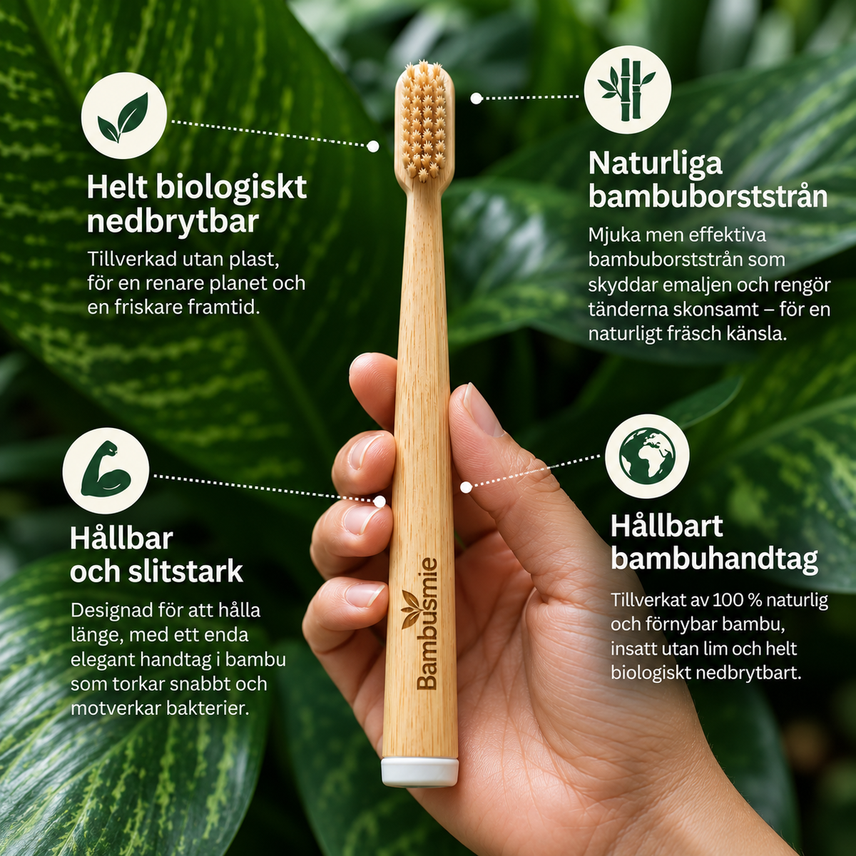 Bambusmile Naturlig Tandborste (4-pack)